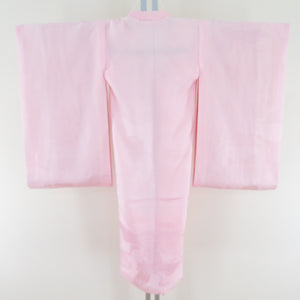 子供着物 襦袢単品 女の子用 一つ身 ピンク色 振赤 鶴地文 紐付き 女児 七五三 祝着 子供きもの用じゅばん 身丈96cm 美品