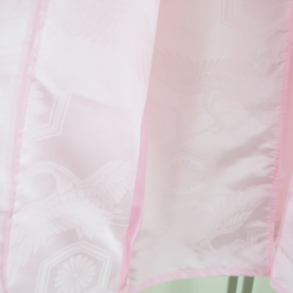 子供着物 襦袢単品 女の子用 四つ身 ピンク色 鶴地文 女児 七五三 祝着 子供きもの用じゅばん 身丈96.5cm