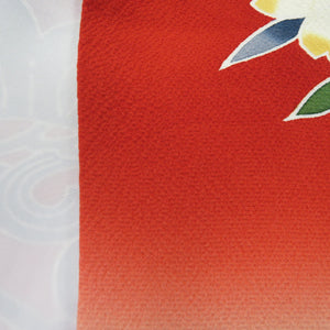 Kimono Red -type landscape pattern Pushitu plum birds in Shochiku Umebori, pure silk lined lined collar vermilion x black blurry adult ceremony graduation ceremony formal tailoring kimono height 158cm