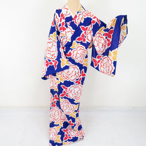 Summer kimono Komon Kimon Washable kimono Single bottle peony sentence bluish purple bee collar F size polyester 100 % Casual summer height 165cm