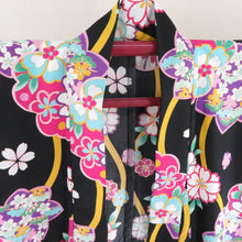 Load image into Gallery viewer, Summer kimono Komon Washable kimono Single clothing Tachiku cherry blossom style black bee collar F size polyester 100 % casual summer