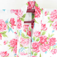 Load image into Gallery viewer, Summer kimono small crest Washable kimono single dressing flower sentence white bee collar F size polyester 100 % casual summer sore 166cm