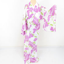 Load image into Gallery viewer, Summer kimono Komon Washable kimono Kimono flower text Purple purple bachi collar F size polyester 100 % Casual Numbers Power 164cm