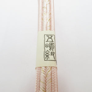 Obi Goto String Intangible Cultural Property Edo Gumi Lin Pink Gold Thin Long Long Long Size Made in Japan Pure Silk Obi 100 % Silk Kimono Gotomo Hepho