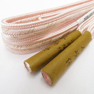 Obi Goto String Intangible Cultural Property Edo Gumi Lin Pink Gold Thin Long Long Long Size Made in Japan Pure Silk Obi 100 % Silk Kimono Gotomo Hepho