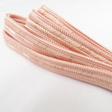 Load image into Gallery viewer, Obi tightening Goto string intangible cultural property Edo group Pink gold thread long size Long size Japanese pure silk belt 100 % silk accessories 185cm length