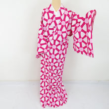 Load image into Gallery viewer, Summer kimono Komon Washing Kimono Windkan Single Character Red / Pink Bachi Collar 100 % Casual Summer Numbers 167cm
