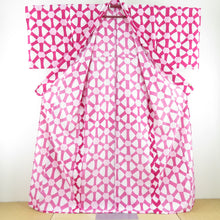 Load image into Gallery viewer, Summer kimono Komon Washing Kimono Windkan Single Character Red / Pink Bachi Collar 100 % Casual Summer Numbers 167cm