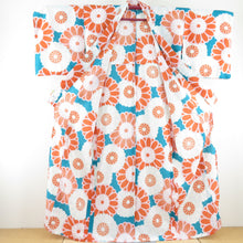 Load image into Gallery viewer, Summer kimono Kimon Kimono Washing Kimono Windkan Single Kiku -pattern Green / Orange Bachi collar 100 % Casual Summer Summer Power 165cm