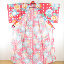 Load image into Gallery viewer, Summer kimono Komon Washable kimono Mai Shiraishi Mai Shiraishi Mai Mai SHIRAISHI NOGIZAKA46 Morning face pattern Red x Blue Bee collar 100 % Casual Summer Numbers 161cm Beautiful goods