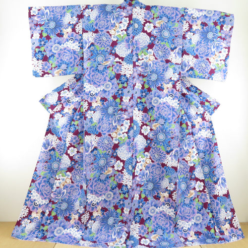 Komon Washing Kimono Squirrel Squirrels Flower Purpose Purple Purple Lined Lined Color Back Back LL LL Size 100 % Casual Casual Studio 172cm