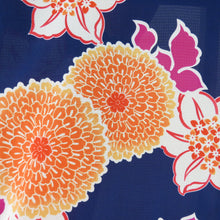 Load image into Gallery viewer, Summer kimono small crest Washable kimono kimono chrysanthemum and lily pattern 紺 文 文 文 文 文 様 サイ サイ サイ サイ サイ サイ サイ サイ サイ サイ サイ サイ サイ サイ