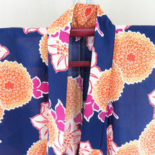 Load image into Gallery viewer, Summer kimono small crest Washable kimono kimono chrysanthemum and lily pattern 紺 文 文 文 文 文 様 サイ サイ サイ サイ サイ サイ サイ サイ サイ サイ サイ サイ サイ サイ