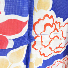 Load image into Gallery viewer, Summer kimono Komon Washable kimono Single bean paste peony sentence bluish purple bee collar F size polyester 100 % Casual summer height 163cm