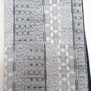 Half -width belt reverb half width pure silk width: about 16 × Length: about 416cm pongee × black hemp × red hemp leaf pattern small belt belt Original tailoring 416cm beautiful goods