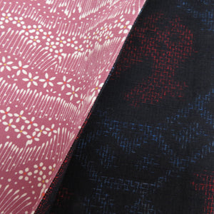 Half -width band reverseable half width pure silk width: about 15cm x length: about 380cm pongee x small crested blue x red -purple Arisugawa pattern x flower pattern fine zone small bag zone original tailoring length 380cm
