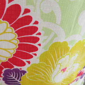 Summer kimono small crest Washable kimono single -peel on the chrysanthemum, chrysanthemum, light green bee collar F size polyester 100 % Casual Numbers 164cm
