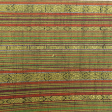 Load image into Gallery viewer, Half -width belt reverb half width pure silk width: about 15.5cm × Length: about 380cm pongee × Komon yellow -green × gray striped x