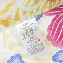 Load image into Gallery viewer, Summer kimono Komon Washable kimono single -peeled peony on chrysanthemum pale yellow bee collar F size polyester 100 % Casual Numb height 163cm