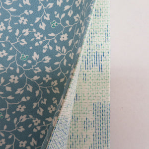 半幅帯 リバーシブル半巾帯 正絹 巾:約16cm×長さ:約382cm 草花模様×雪輪模様 薄青色 細帯 小袋帯 オリジナル 仕立て上がり 長さ382cm 美品