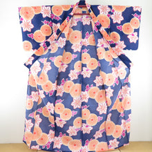 Load image into Gallery viewer, Summer kimono small crest Washable kimono -like kimono -like kimono -style dark blue bee collar F size polyester 100 % Casual summer sized size 163cm