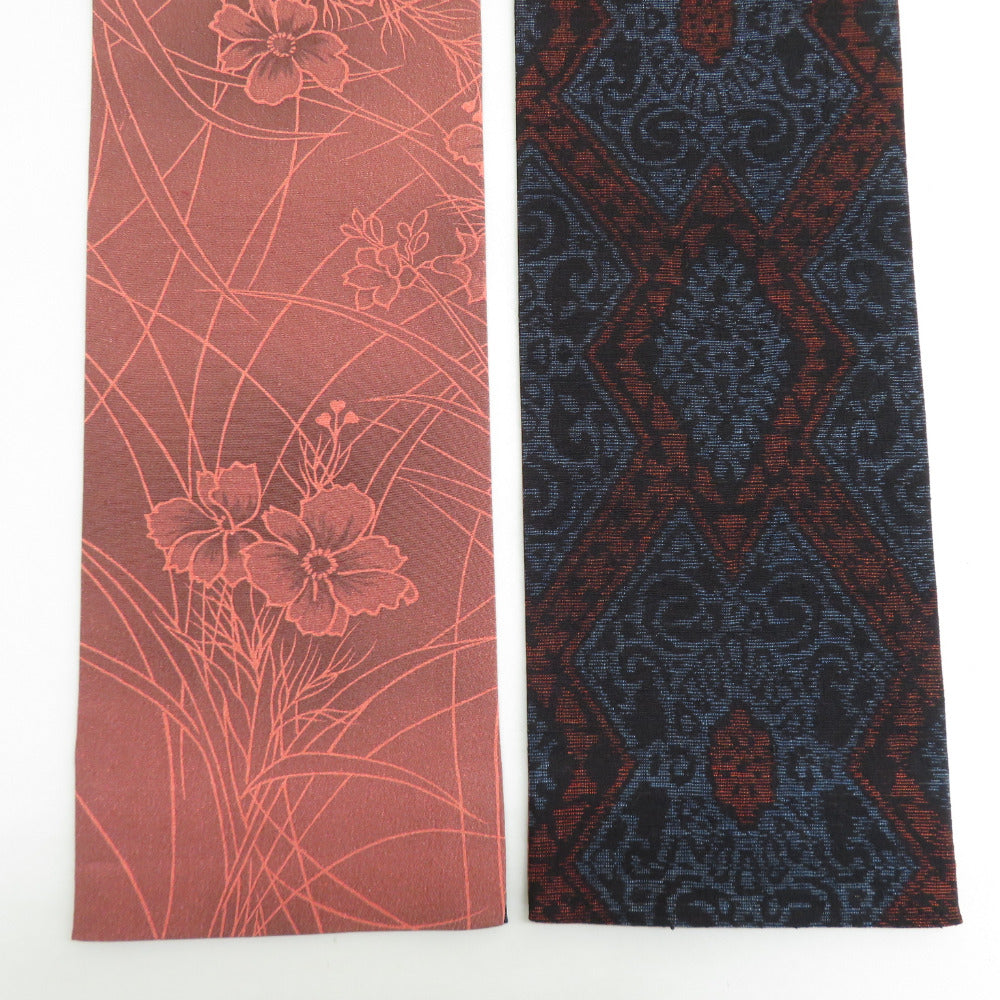 半幅帯 リバーシブル半巾帯 正絹 巾:約15.5cm×長さ:約380cm 紬×小紋 