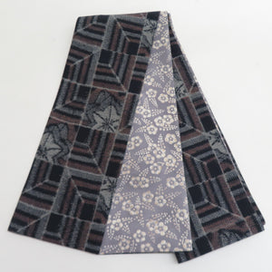 Half -width belt reverseable half width pure silk width: about 16.2cm x length: about 380cm pongee x small crested blue x gray city pine pattern x plum pattern fine band