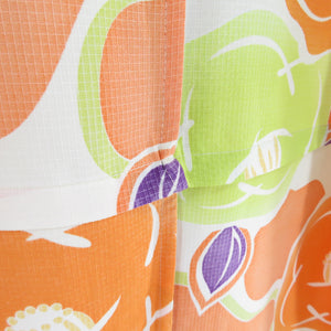 Summer kimono small kimono Washable kimono cloth Tsubaki pattern White orange / yellow green bee collar F size polyester 100 % Casual Numbers Power 163cm