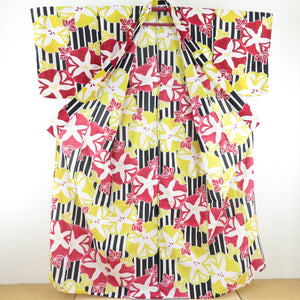 Summer kimono Komon Washable kimono Single -glossary pattern White / black bee collar F size polyester 100 % Casual Numbers Power 163cm