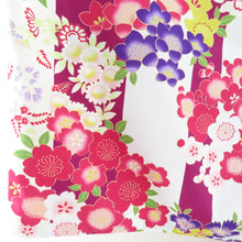 Load image into Gallery viewer, Summer kimono Komon Washable kimono Single garment cherry blossoms white / purple bee collar F size polyester 100 % casual summer
