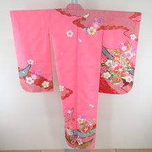 Load image into Gallery viewer, Children&#39;s kimono kids girls four girls shocking with lined collar Pink Imperial Point Polyester Shichigosan 130cm Beautiful goods