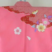 Load image into Gallery viewer, Children&#39;s kimono kids girls four girls shocking with lined collar Pink Imperial Point Polyester Shichigosan 130cm Beautiful goods