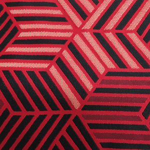 Half -width band reversible half -width belt polyester Ichimatsu pattern x hemp leaf pattern red x black thin belt small bag zone 390cm beautiful goods