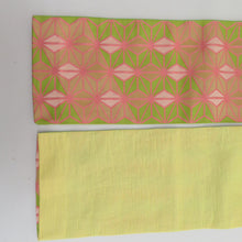 Load image into Gallery viewer, Half -width band reverseable half width belt polyester hemp leaf pattern Yellow green x pink x yellow thin belt small bag zone 385cm beautiful goods