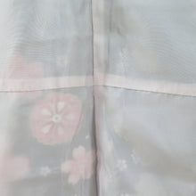 Load image into Gallery viewer, Komon cherry blossoms on cherry blossoms black x pink lined lined wide collar 100 % Casual L size tailoring kimonos 166cm beautiful goods