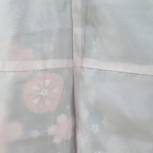 Komon cherry blossoms on cherry blossoms black x pink lined lined wide collar 100 % Casual L size tailoring kimonos 166cm beautiful goods