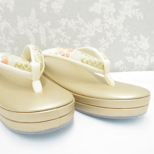 Sandals / Bag Set for Shiraume Making M size Formal Champagne Gold Snow White Flowers 24.0cm in Japan