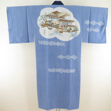 Load image into Gallery viewer, Baldy silk men&#39;s aperture Edo landscape sentence blue lined lined long undergarment Casual men&#39;s kimono 138cm