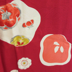 Haori Antique Red x White Plum Pattern Kimono Retro Taisho Romance 76cm
