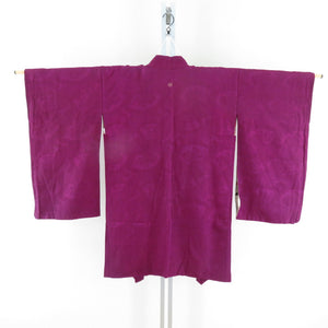 Haori Antique Red Purple Paper on Kikuchi Crest One Crest Kimono Silk Retro Taisho Roman 91cm