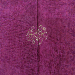 Haori Antique Red Purple Paper on Kikuchi Crest One Crest Kimono Silk Retro Taisho Roman 91cm