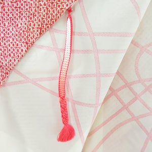羽織 絞り 松柄 赤色ｘ白色 正絹 和装コート 身丈80cm 美品