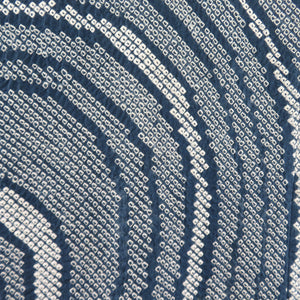 羽織 絞り 道行コート 渦巻き模様 青色ｘ白色  正絹 和装コート 身丈84cm 美品