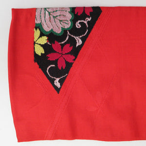 Nagoya Obi Ori -shaped 織 In the rhombus type, paulownia and camellia pattern pure silk red x green drum pattern Nagoya tailoring casual retro kimono