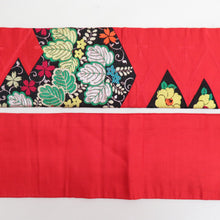 Load image into Gallery viewer, Nagoya Obi Ori -shaped 織 In the rhombus type, paulownia and camellia pattern pure silk red x green drum pattern Nagoya tailoring casual retro kimono