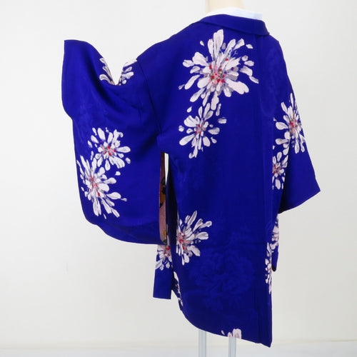 Haori Antique Flower Pattern Dye Point Silk Purple Retro Taisho Roman Kimono Court 86cm