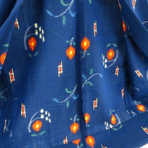 Wool Kimono Ensemble Haori Set Floral Pattern Appearance Blue Loan Point Bachi Casual Casual Kimono Tailor 152cm