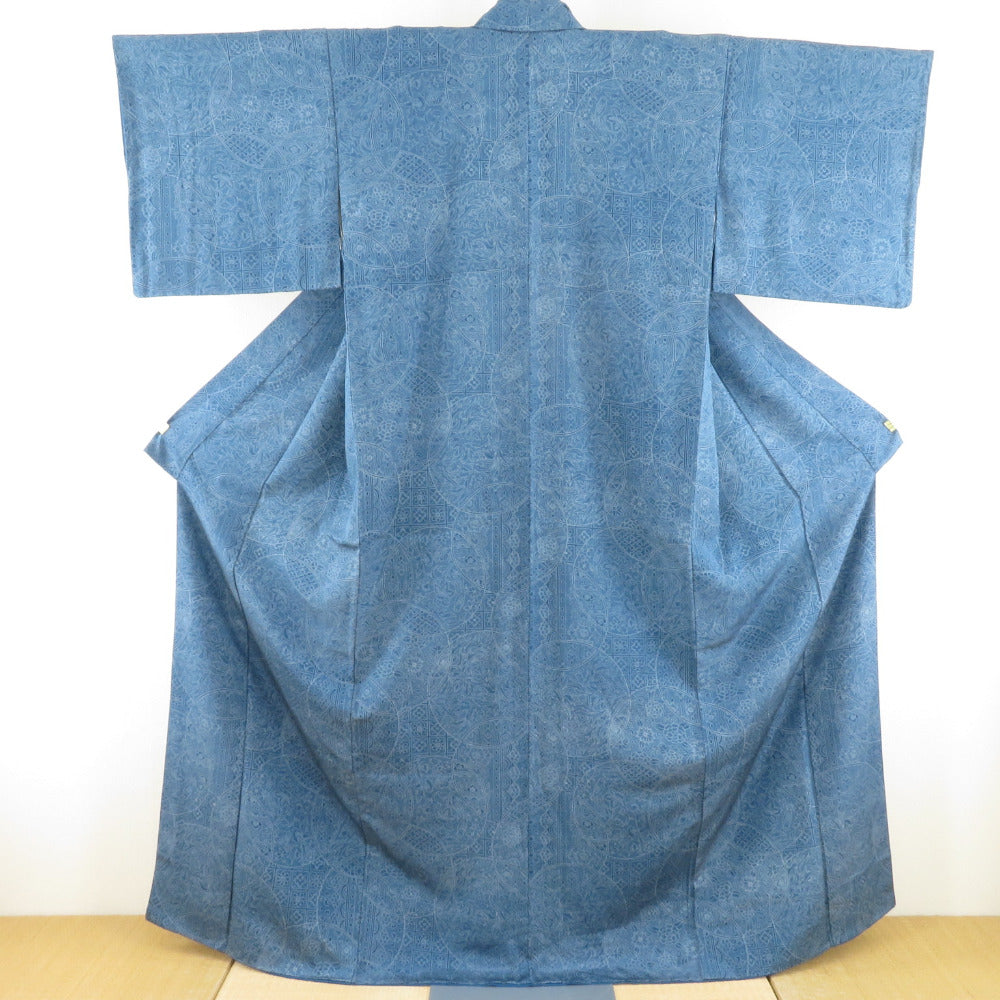 Komon Edo Komon Blue round Flower Silk, Lined Bee Bee Collar Crestless Tailor