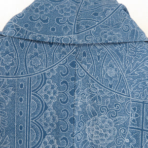 Komon Edo Komon Blue round Flower Silk, Lined Bee Bee Collar Crestless Tailor