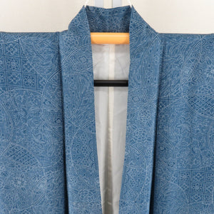 Komon Edo Komon Blue round Flower Silk, Lined Bee Bee Collar Crestless Tailor